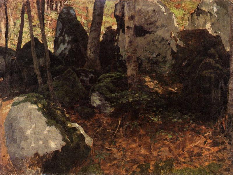 Carl Schuch Bemooste Felsblocke im Wald oil painting picture